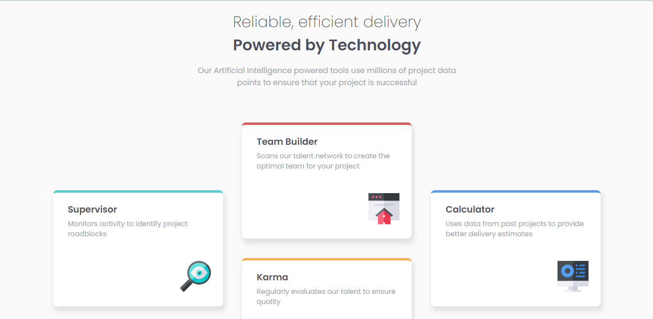 four card feature section page image